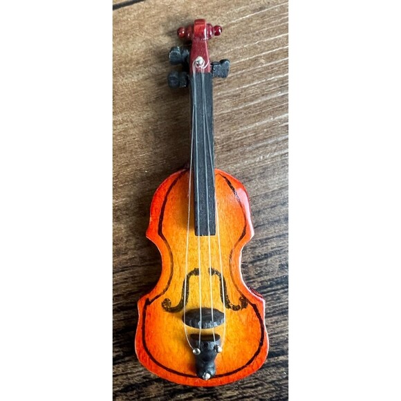 Dollhouse Mini Wooden Violin Instrument - Picture 8 of 8